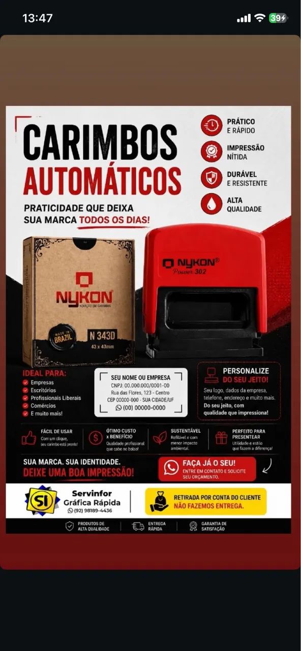 Carimbos personalizados