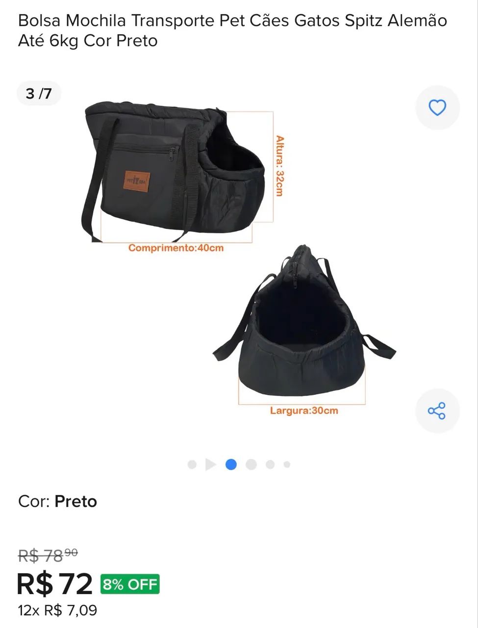 Bolsa para cachorro 
