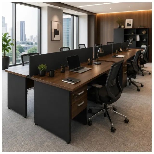 Mesa Para Escritório Com Gaveteiro Chave E Tomadas Funcional Moderna Premium 63090 - Foto 3
