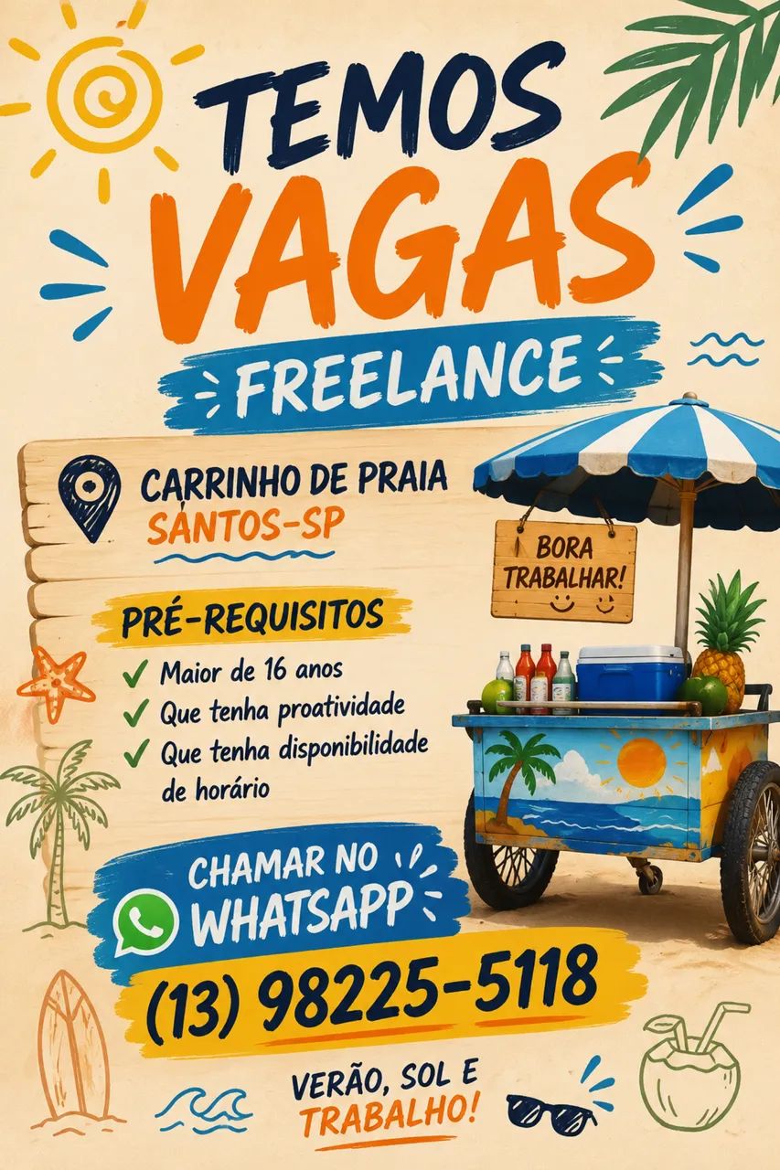 Trabalho em carrinho de praia