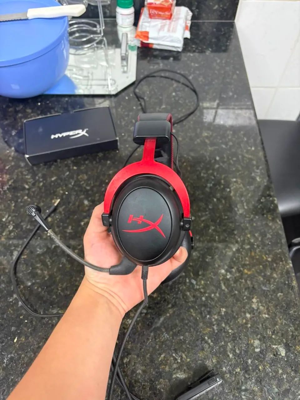 Headset hyperX cloud2 com microfone, fio adaptador pra PC e duas espumas extras  - Foto 2
