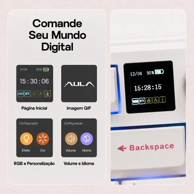 Teclado Aula F75 Max Branco com Rosa  - Foto 5