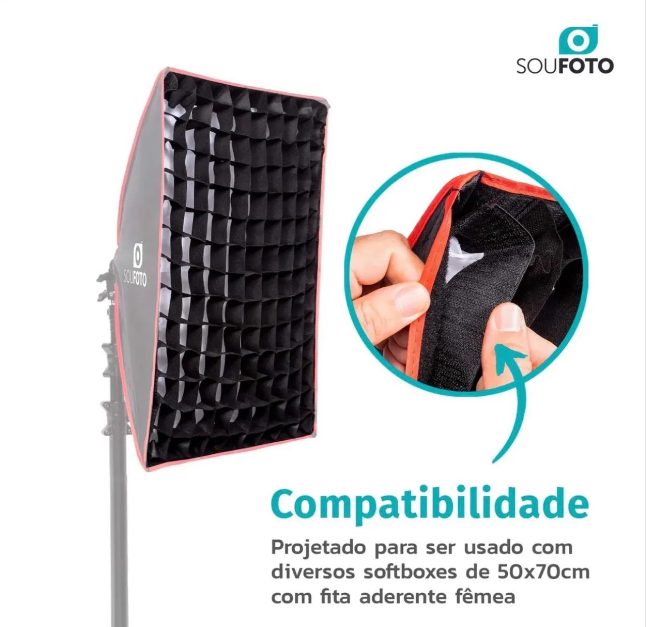 Grid 50x70cm para Softbox, Retangular com Velcro Bowens - Foto 5