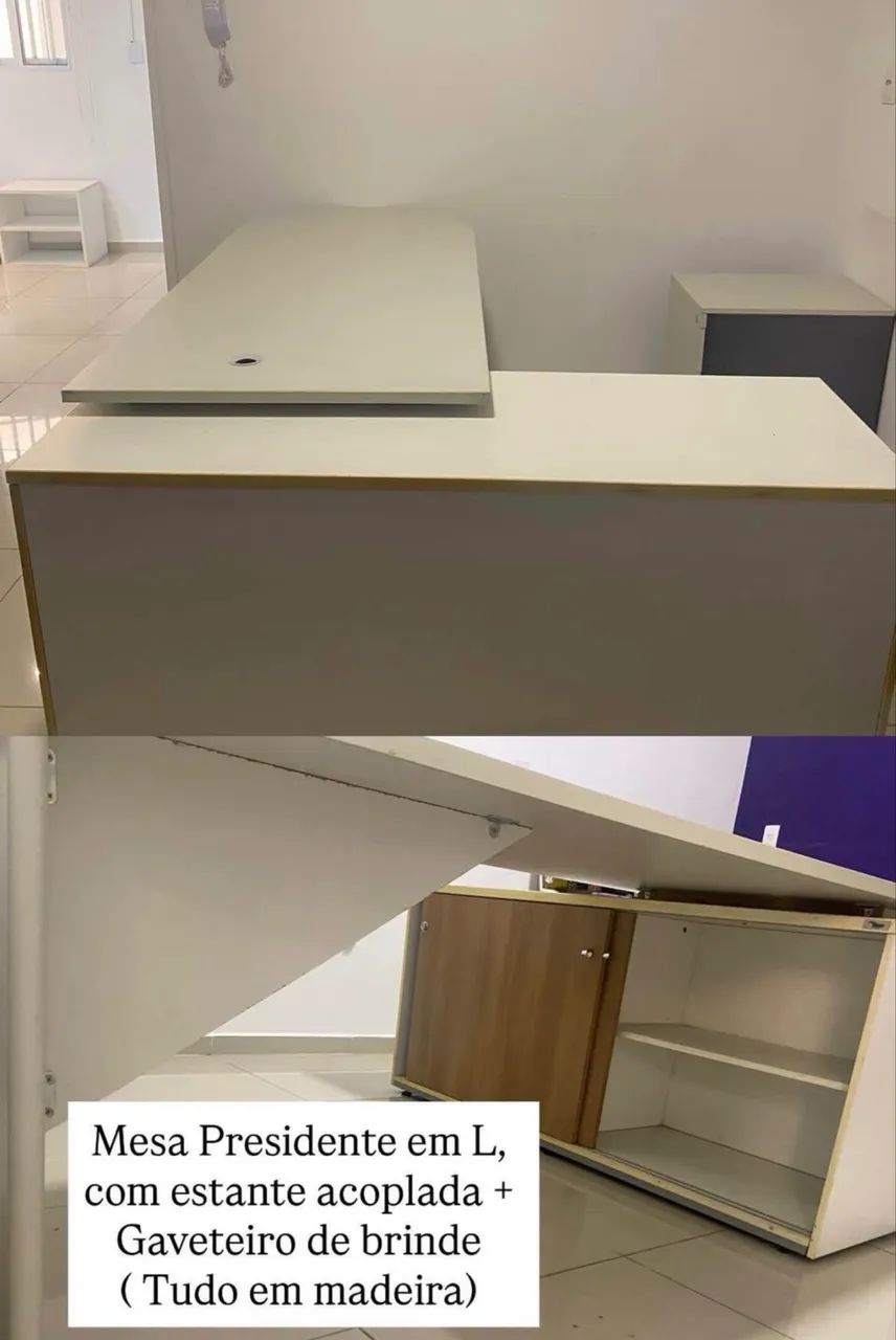 Mesa Presidente em L + gaveteiro