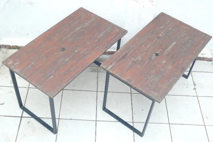 Mesa de madeira e ferro LEIA o anúncio - Foto 3
