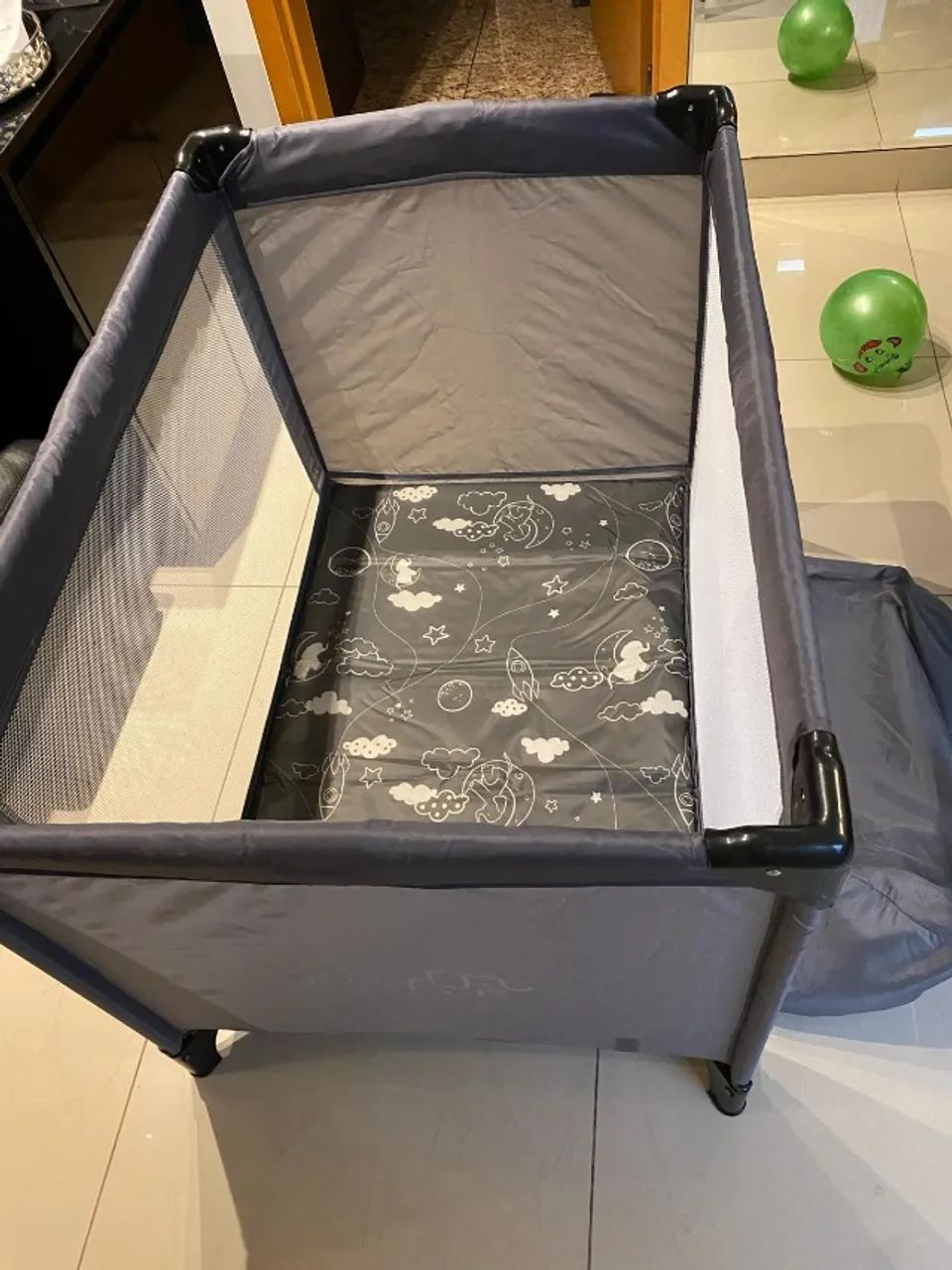 Berço Cercadinho Retangular Playtime Até 15kg BB413 Cinza - MultiKids - Foto 3