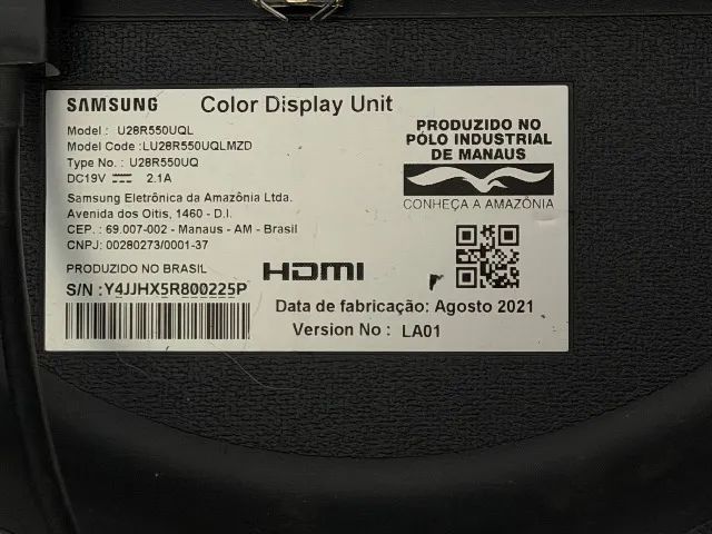 Monitor 4K Samsung UR55 28" - Defeito no plug da fonte e DisplayPort preso - Foto 3