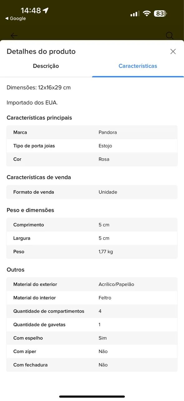 Porta joias rosa importado Pandora com certificado  - Foto 4