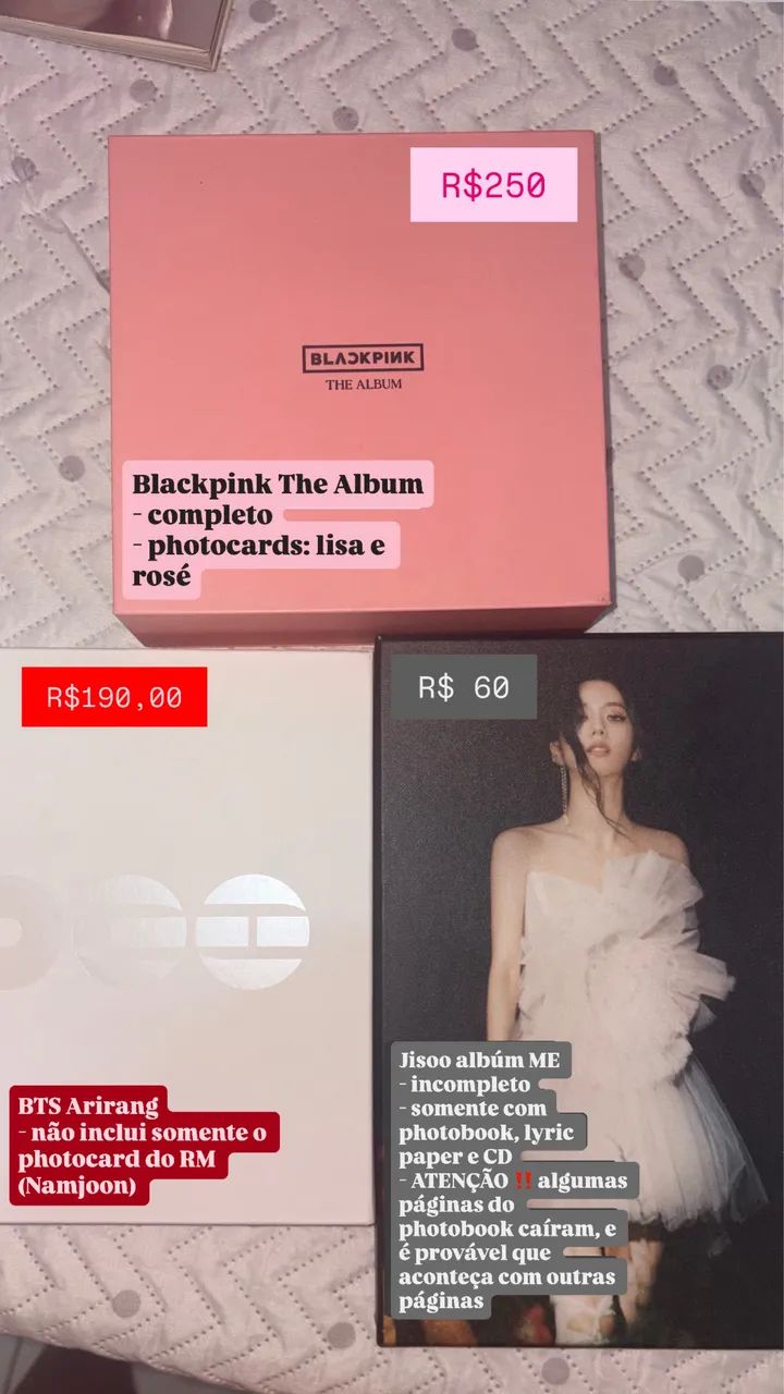 Albúns de Kpop (Blackpink, BTS e Jisoo) 
