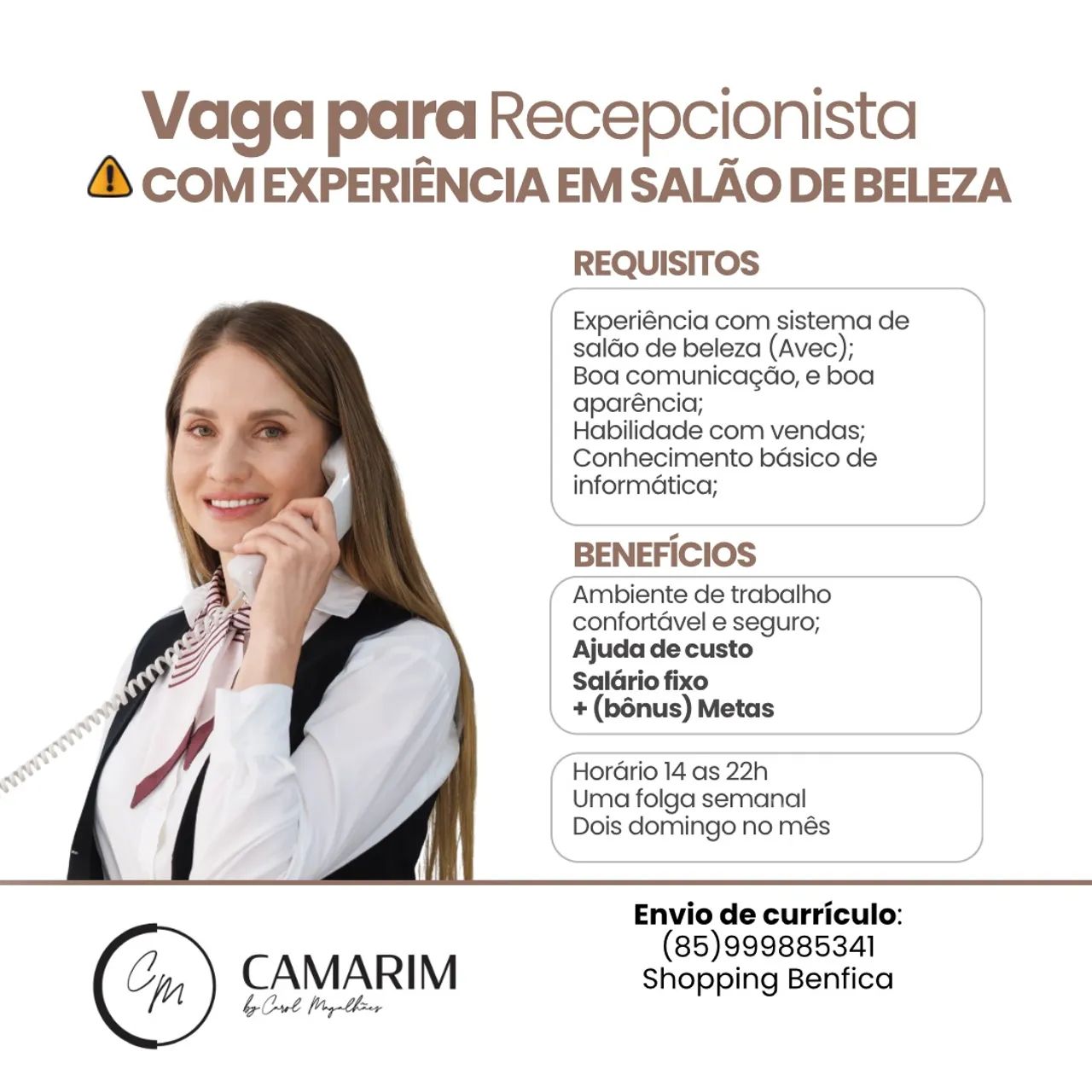 Vaga de recepcionista 