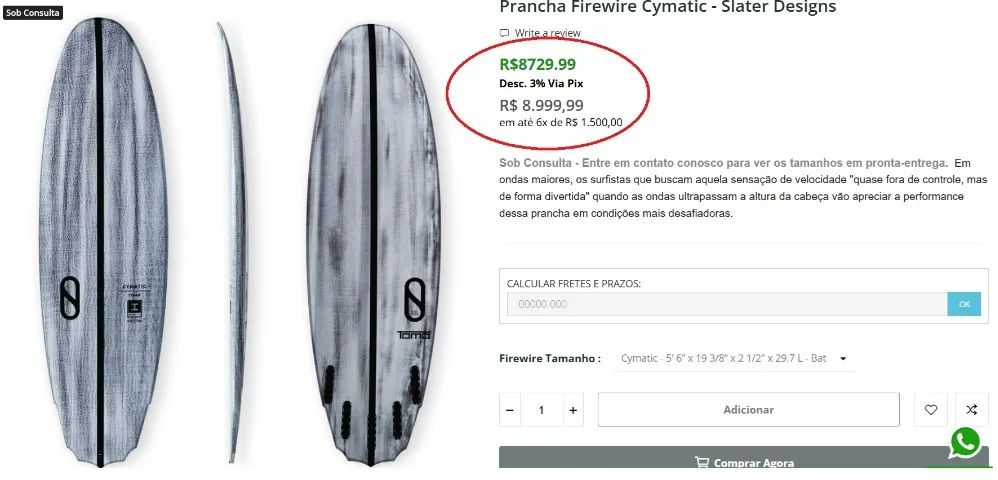 Prancha Surf Tomo Firewire Slater Desings Cymatic FCS 2 Personalizada - Foto 2