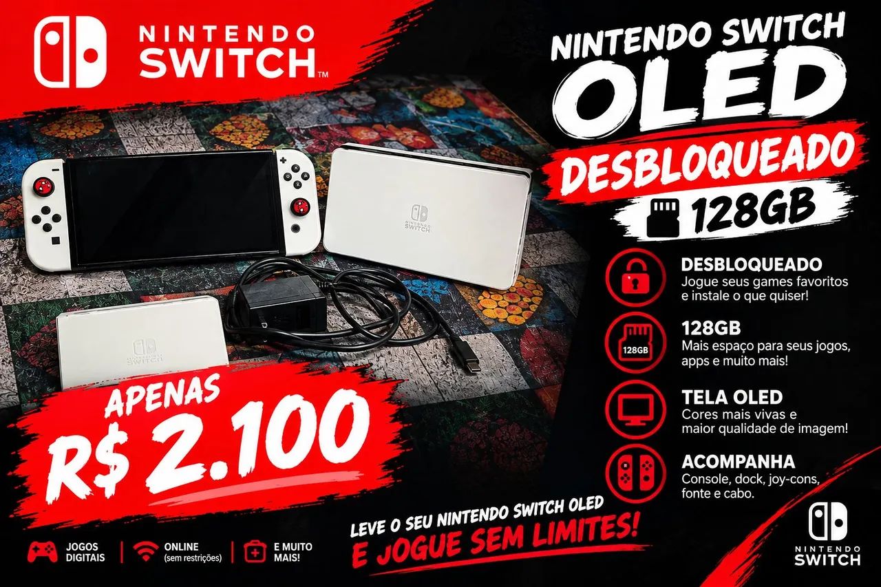 Nintendo swich OLED desbloqueado 128GB