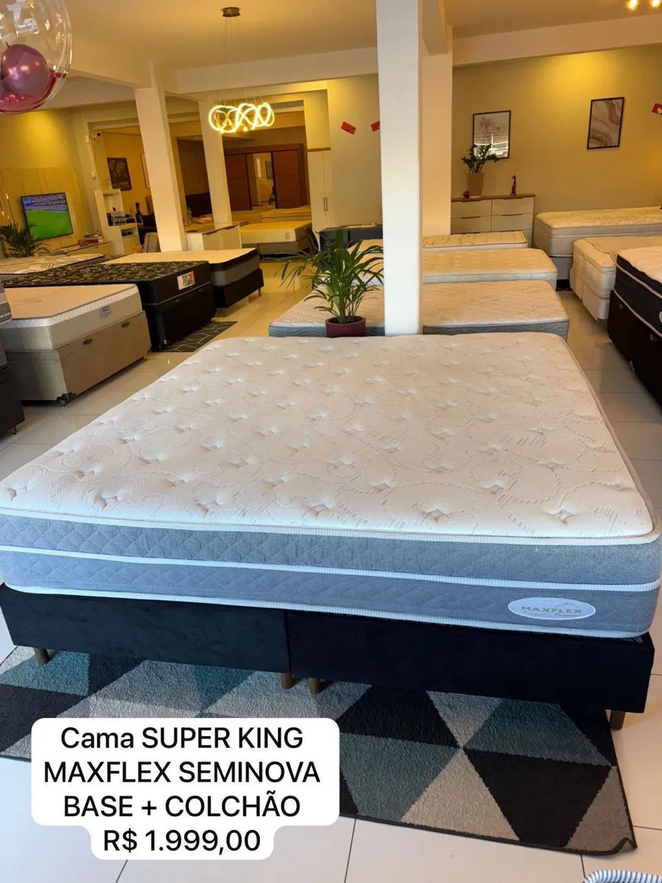 CAMA KING MAXFLEX SEMINOVO COM COLCHÃO - Entrego! 