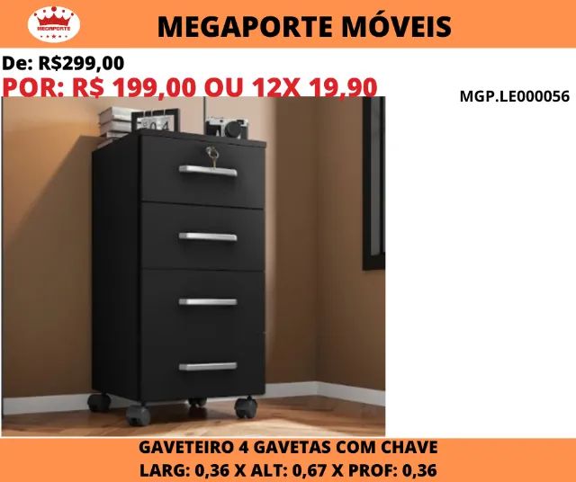 Gaveteiro com Rodinhas e Chave - Foto 3