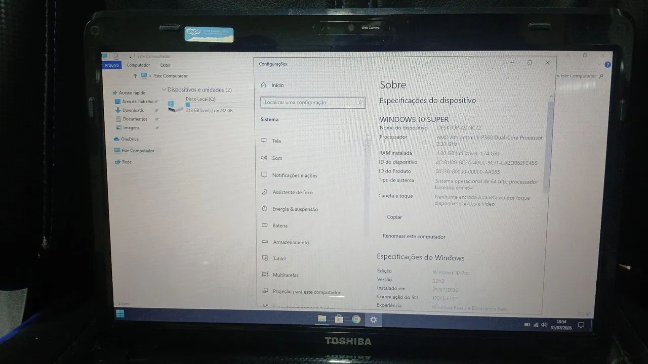 Notebook TOSHIBA AMD 4GB 240SSD - Foto 3