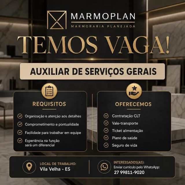 VAGA: Auxiliar de Serviços Gerais