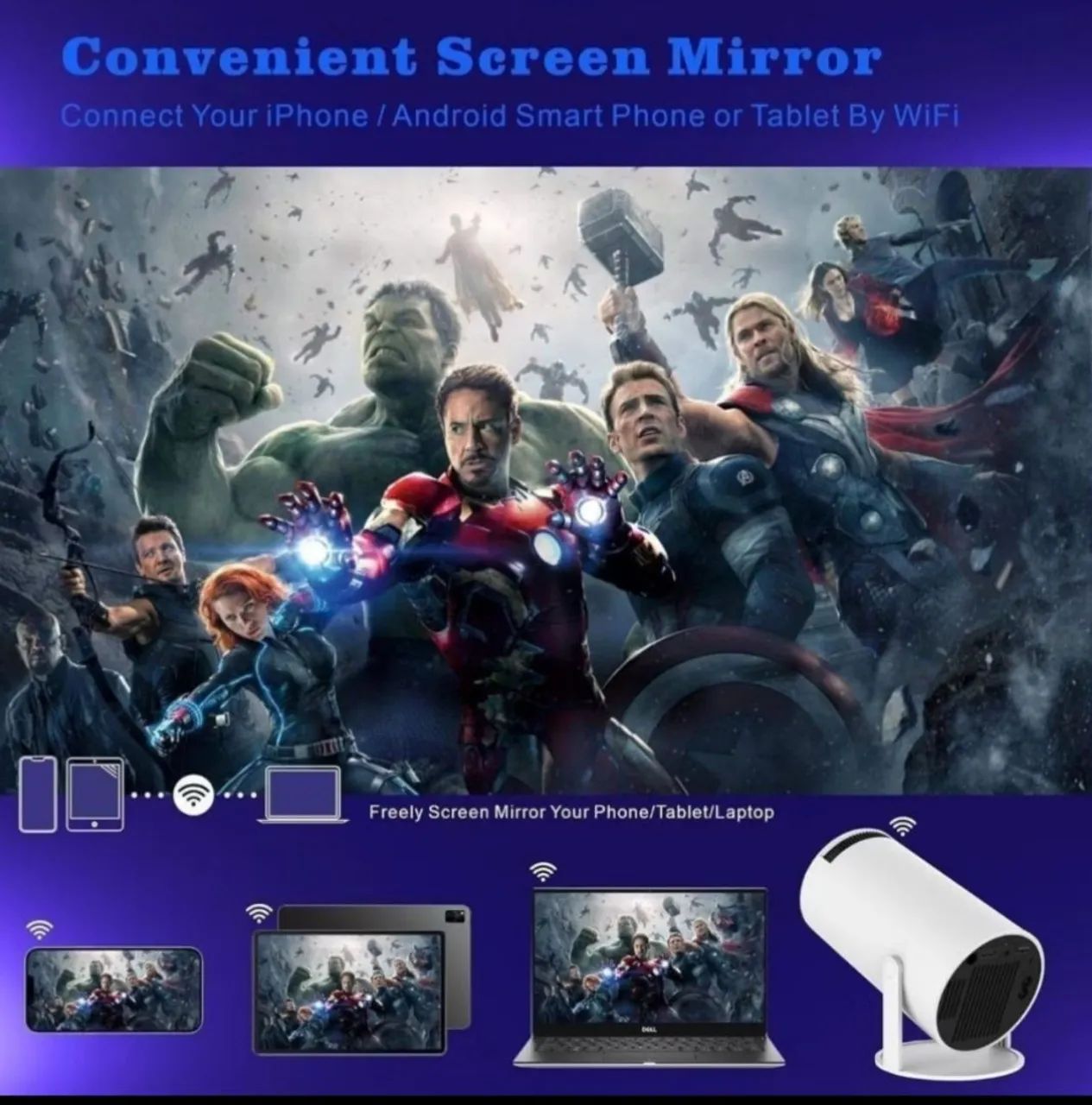 Projetor hy300 pro Android 13 bluetooth 4.0 - Foto 4