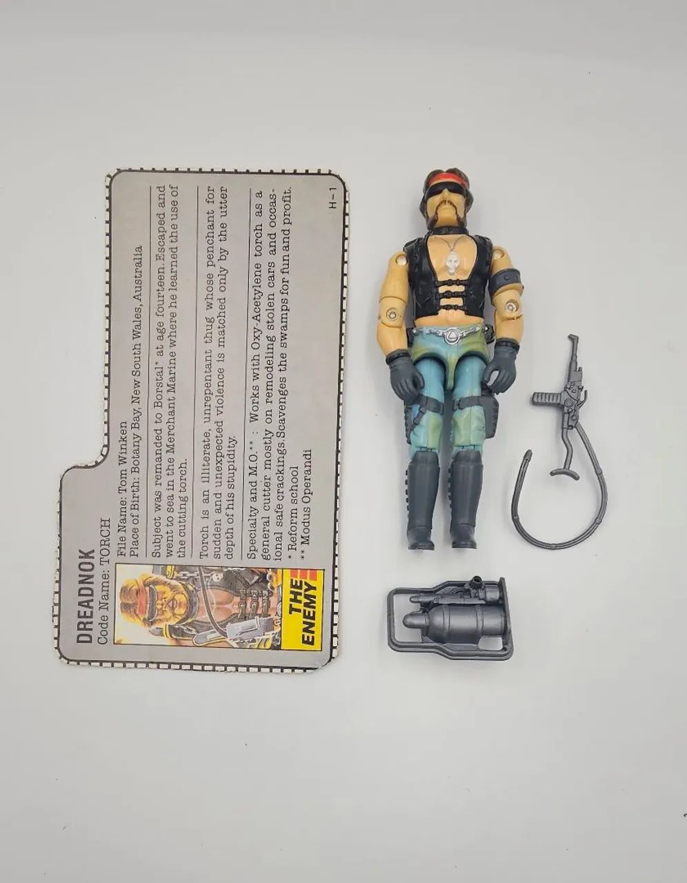 GI Joe Cobra Dreadnok Torch 1985 com filecard