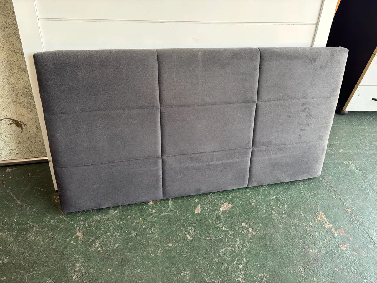 Cabeceira para cama de solteiro de linho cinza - Foto 2