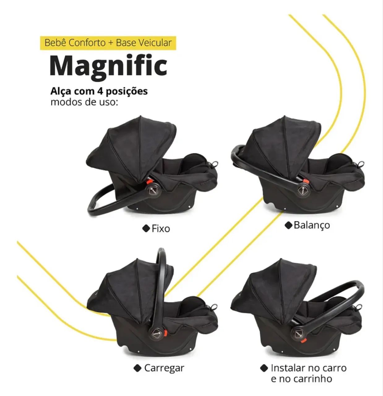 Carrinho de bebê 5 em 1 / Safety 1st, Travel System Magnific, 5 em 1, Full Black - Foto 6