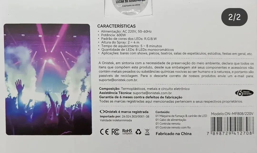 MAQUINA DE FUMACA COM LED REF.: ON-MF808/220V<br> - Foto 2