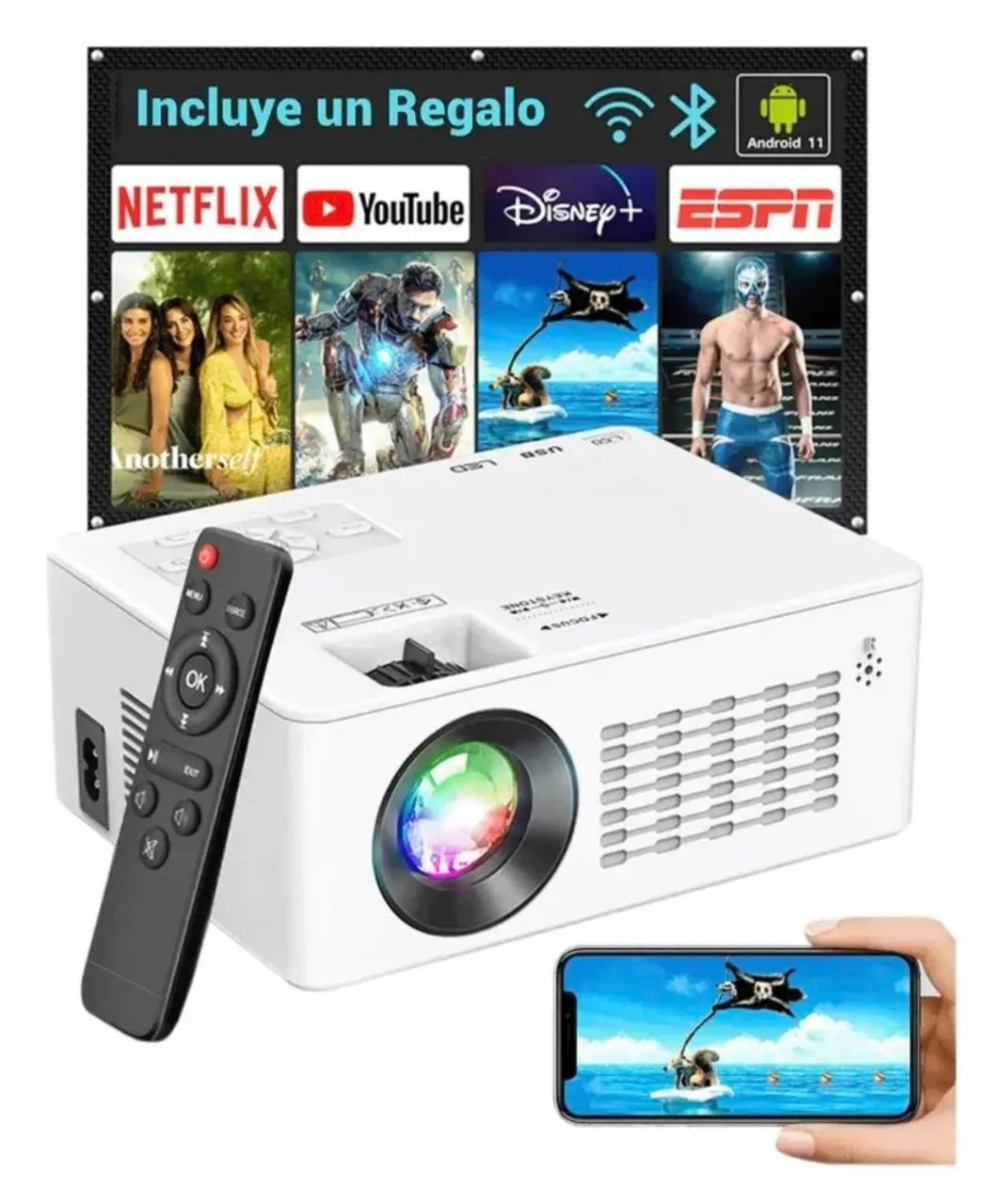 Projetor PT06 Android 4K Portátil 5g Wi-Fi Full HD