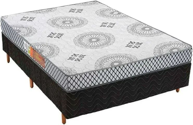 Cama Box Casal Preto com Colchão - Completa e Entrega Rápida