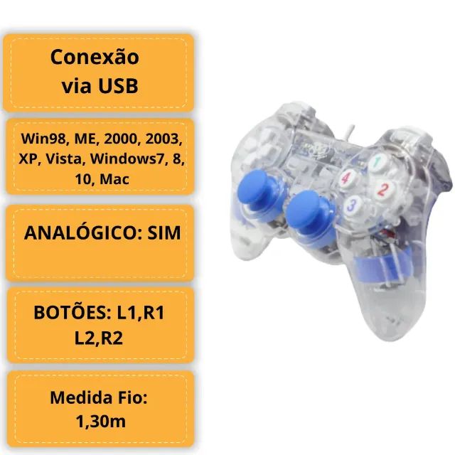 FGAMES NATAL - Controle Super Nintendo USB Snes Joystick Emulador