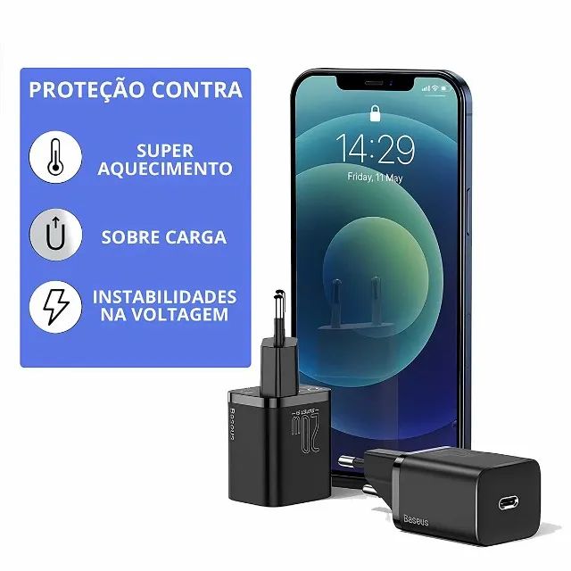 Carregador De Parede Turbo 20w Baseus + Cabo iPhone Tipo-c / Lightning - Foto 2