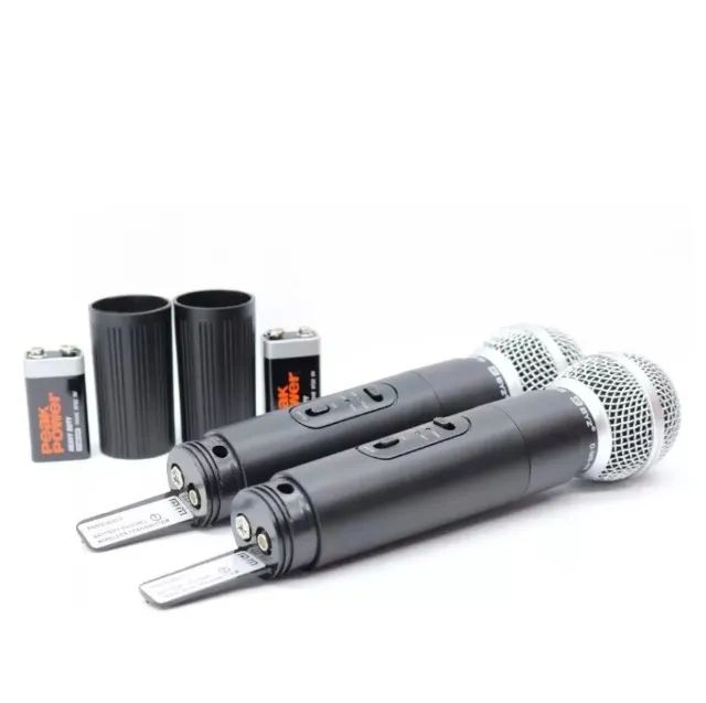 Microfone Duplo Sem Fio Wireless UHF 50M Profissio Karaoke Show Evento Igreja Palestra BYZ - Foto 4