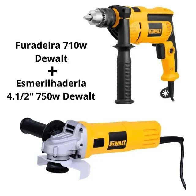 Furadeira 710w Dewalt + Esmerilhaderia 4.1/2" 750w Dewalt