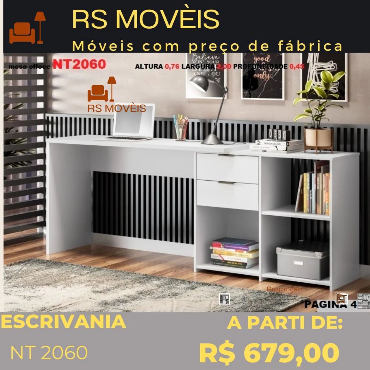 Escrivaninha com Design Moderno e Prática - NT2060