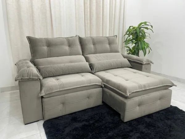 Sofá Retrátil Reclinável Barra Bonita 2.30m - Receba Hoje - Maio177 - Foto 2