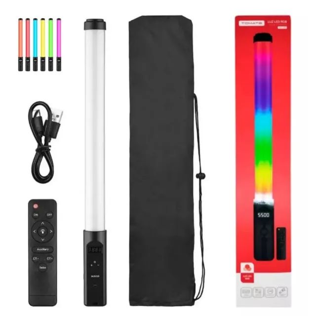 Bastão de Luz LED de Preenchimento RGB com Controle Remoto - Preto 110V/220V