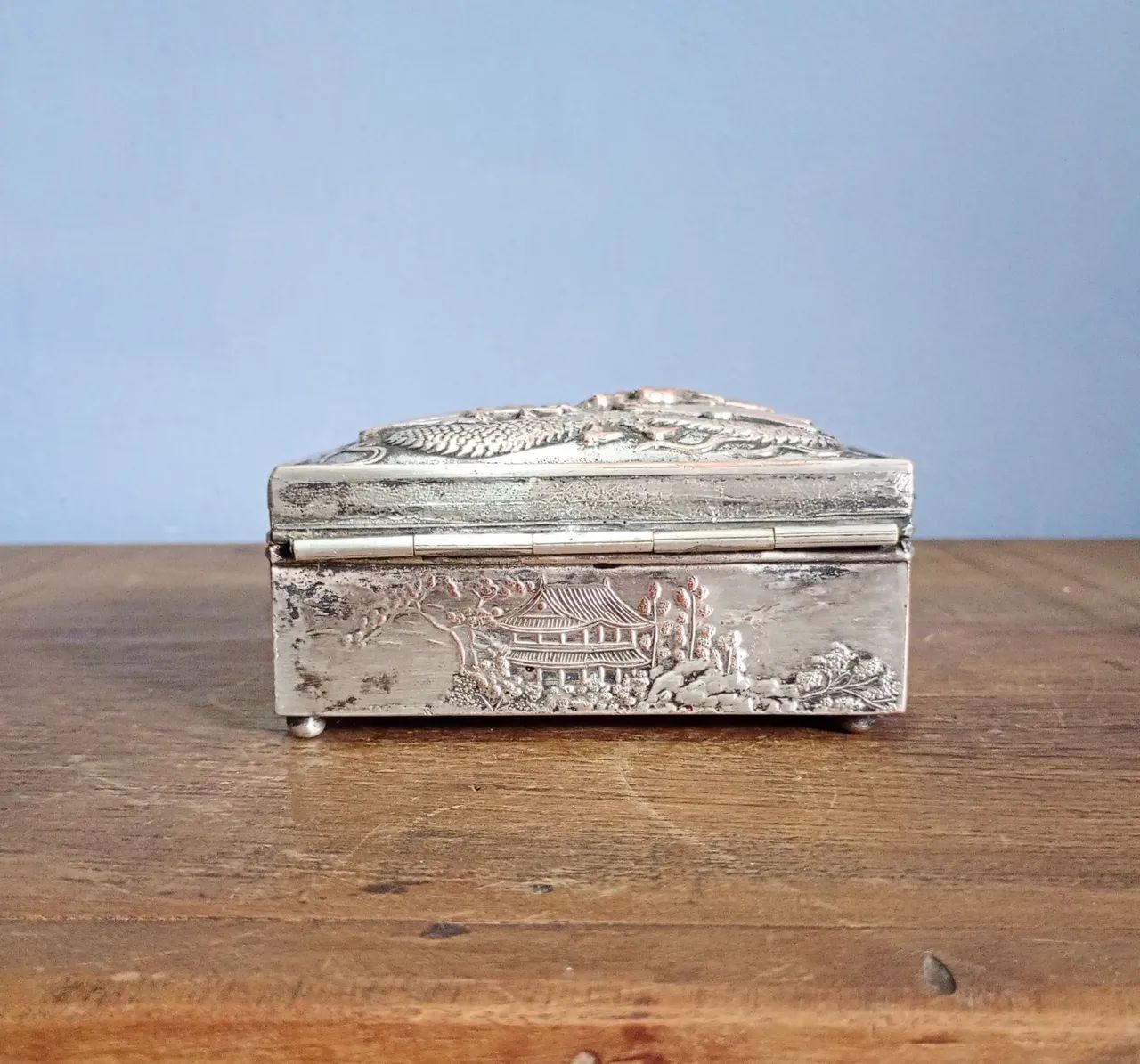 Antigo Porta Jóias Chinês com Ideogramas/dragão - Foto 3