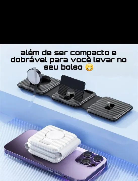Carregador 3 em 1 para iPhone, Apple Watch e AirPods - Novo - Foto 3
