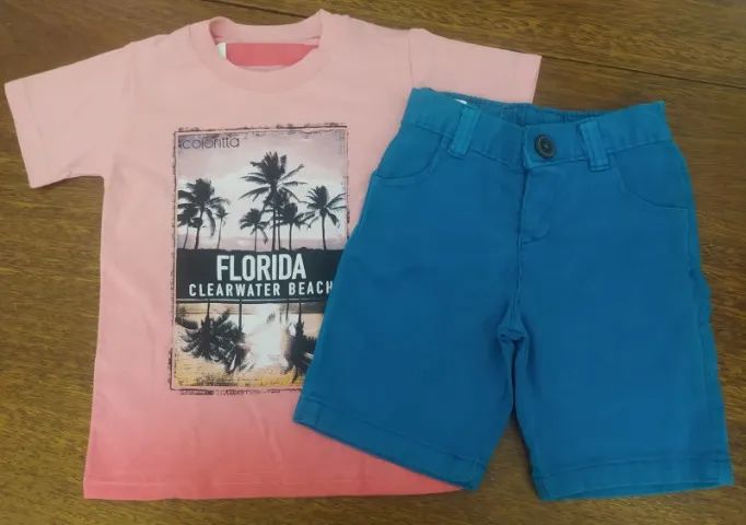Camiseta Para Meninos Com Short