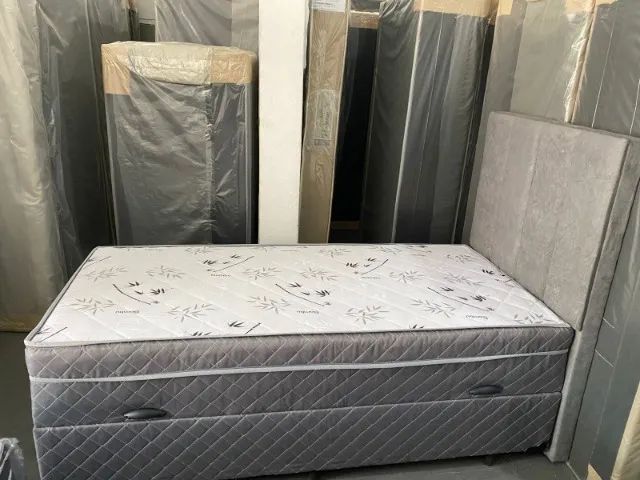CAMA BOX BAÚ SOLTEIRO  CINZA POLIÉSTER CONJUGADA R$  89,00 - Foto 3