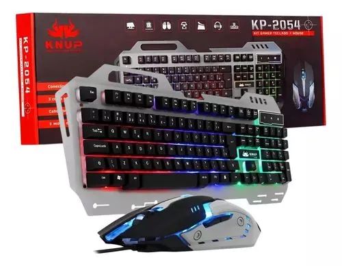 Kit Teclado e Mouse Gamer KNUP KP-2054 - Iluminação RGB