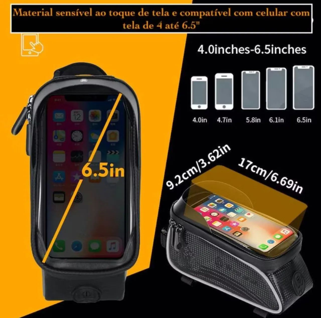 Suporte bolsa para bicicleta celular chuva - Foto 4