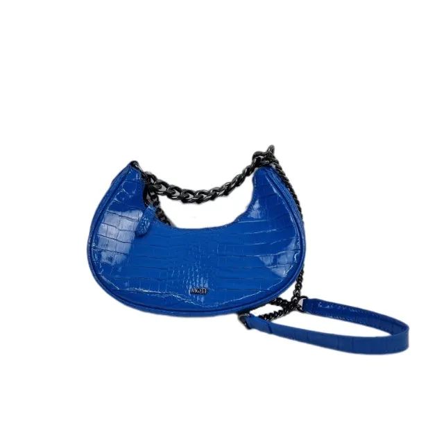 Bolsa feminina MOFT Transversal Croco Azul