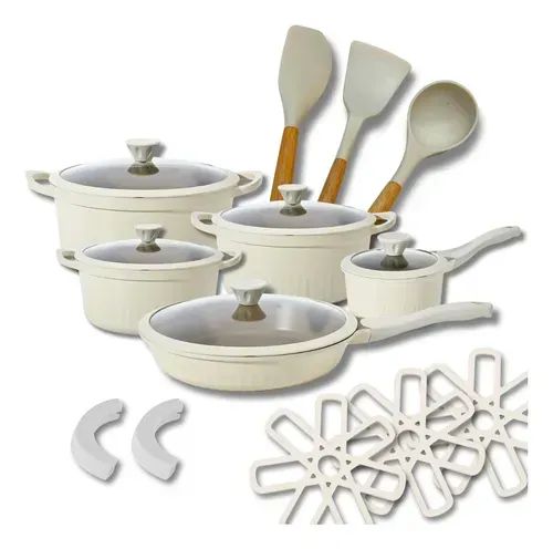 Jogo panelas Ceramica 20 peças (creme)