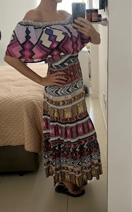 Vestido longo estampado tomara que caia (Farm) - Foto 4