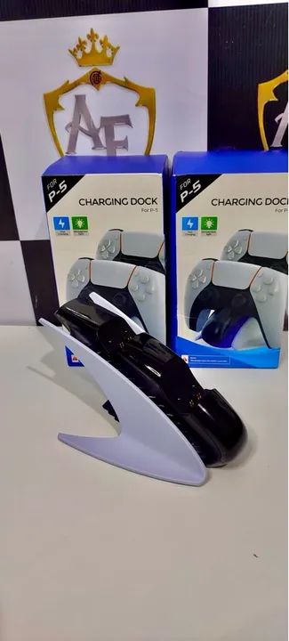 Base de Carregamento Dual para Controle PS5 com LED Azul - Foto 4