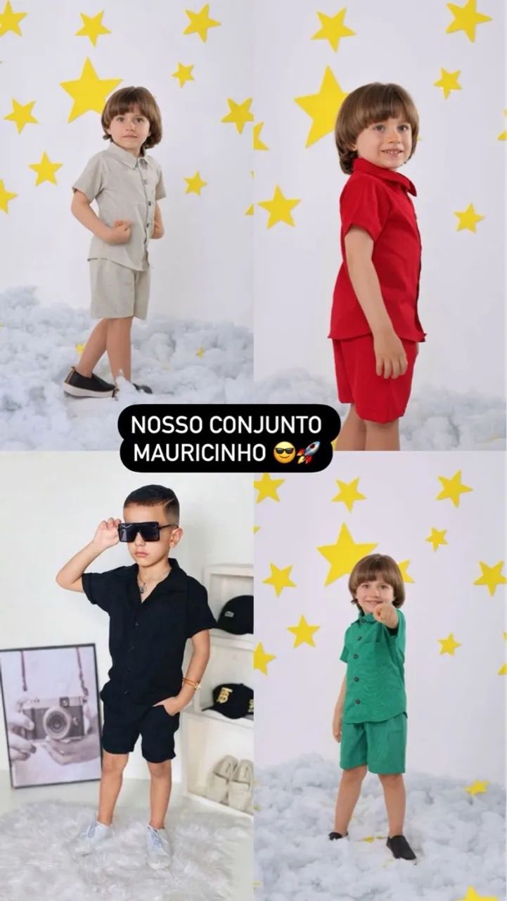Conjunto mauricinho - Camisa e short - 2 a 8 anos