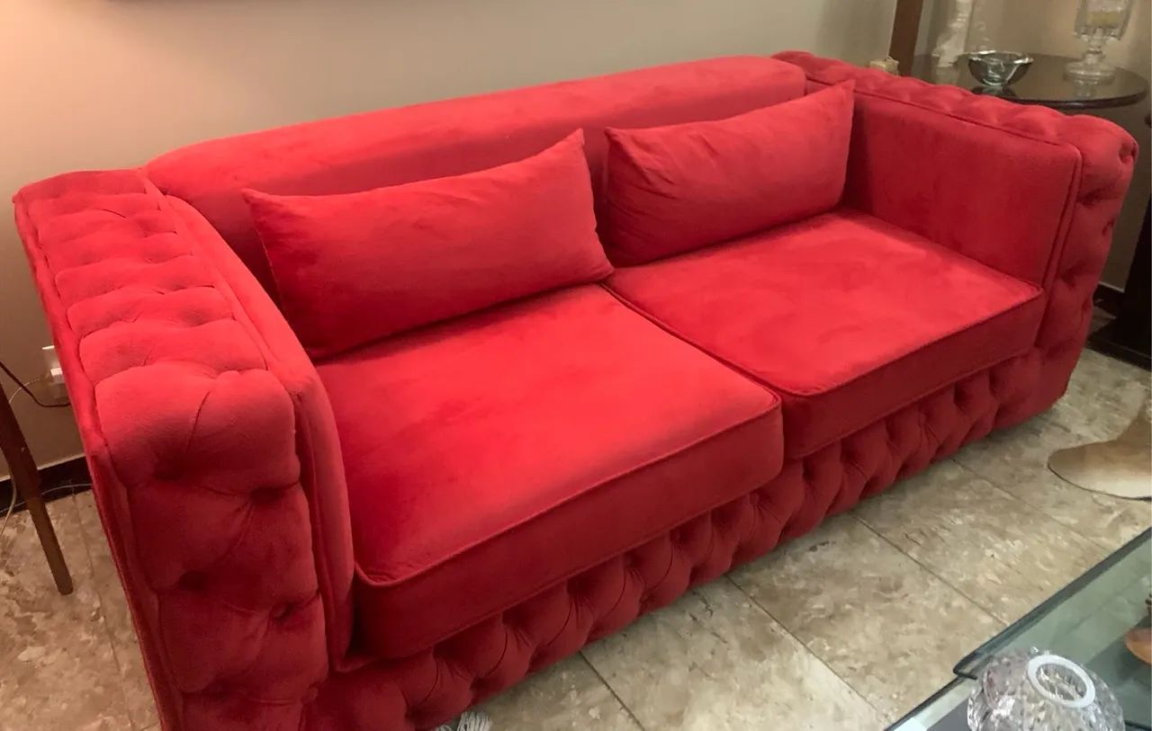 Sofa Chesterfield Classico em Suede Animale 2.10 (1.60 (Assento) X (Braços 0,25)SEMI-NOVO - Foto 2