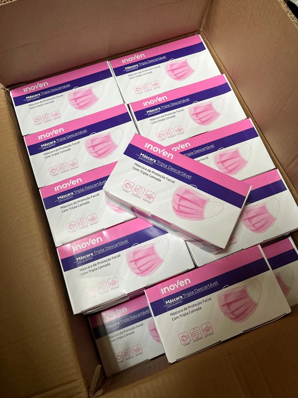 Máscaras Triplas Descartáveis Rosa Emitimos NF para seu negócio