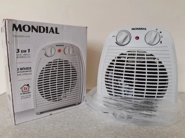Aquecedor de ar Mondial 3 em 1. Aquece, ventila e desumidifica o ar. Novo!!