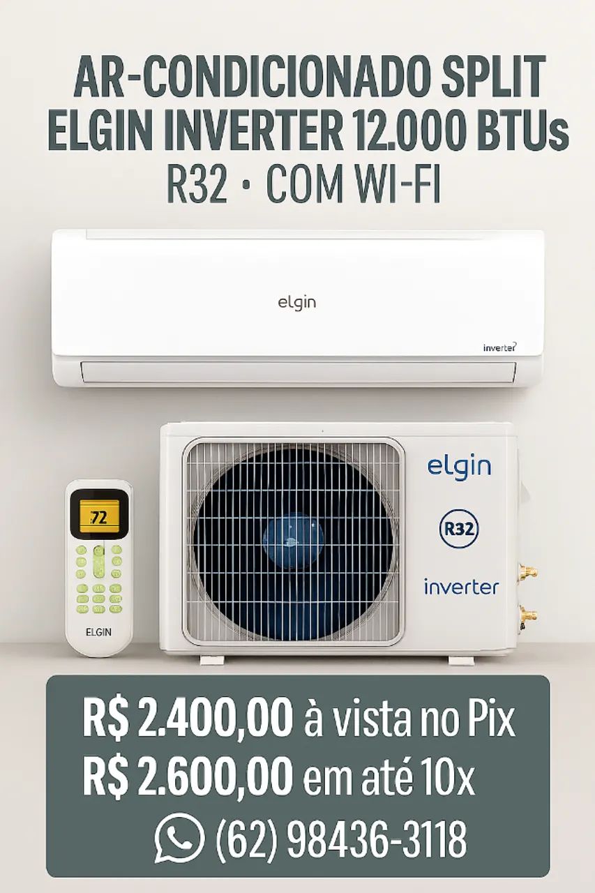 Ar-Condicionado Split Elgin Inverter 12.000 BTUs Frio - R32 com Wi-Fi