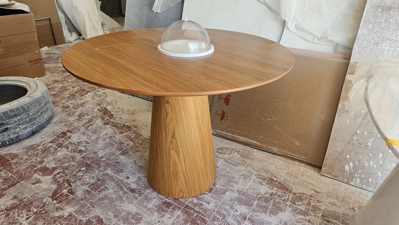 Fabricamos base cone + tampo redondo 100cm mdf freijó  - Foto 2